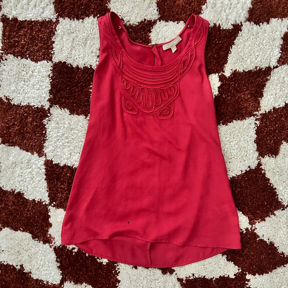 Banana Republic Red Sleeveless Tank Top with Intricate Design — Size S